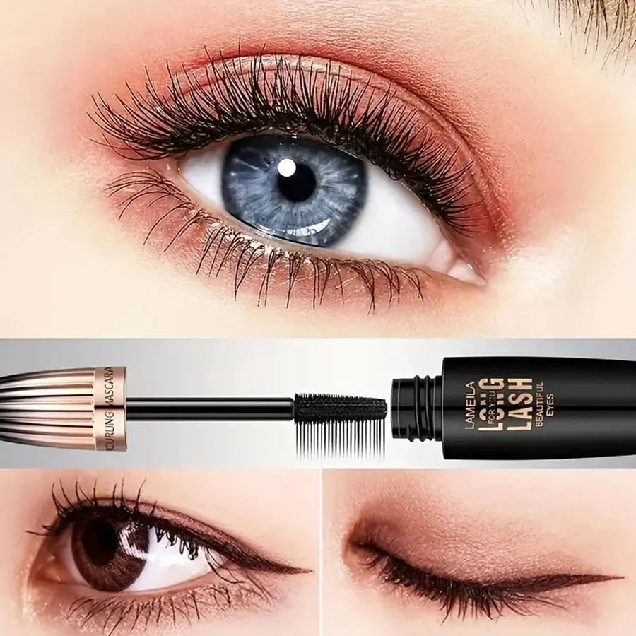 Waterproof 4D Mascara for Thick, Long, and Smudge-Proof Lashes - Long-Lasting Curling Eye Makeup Tool