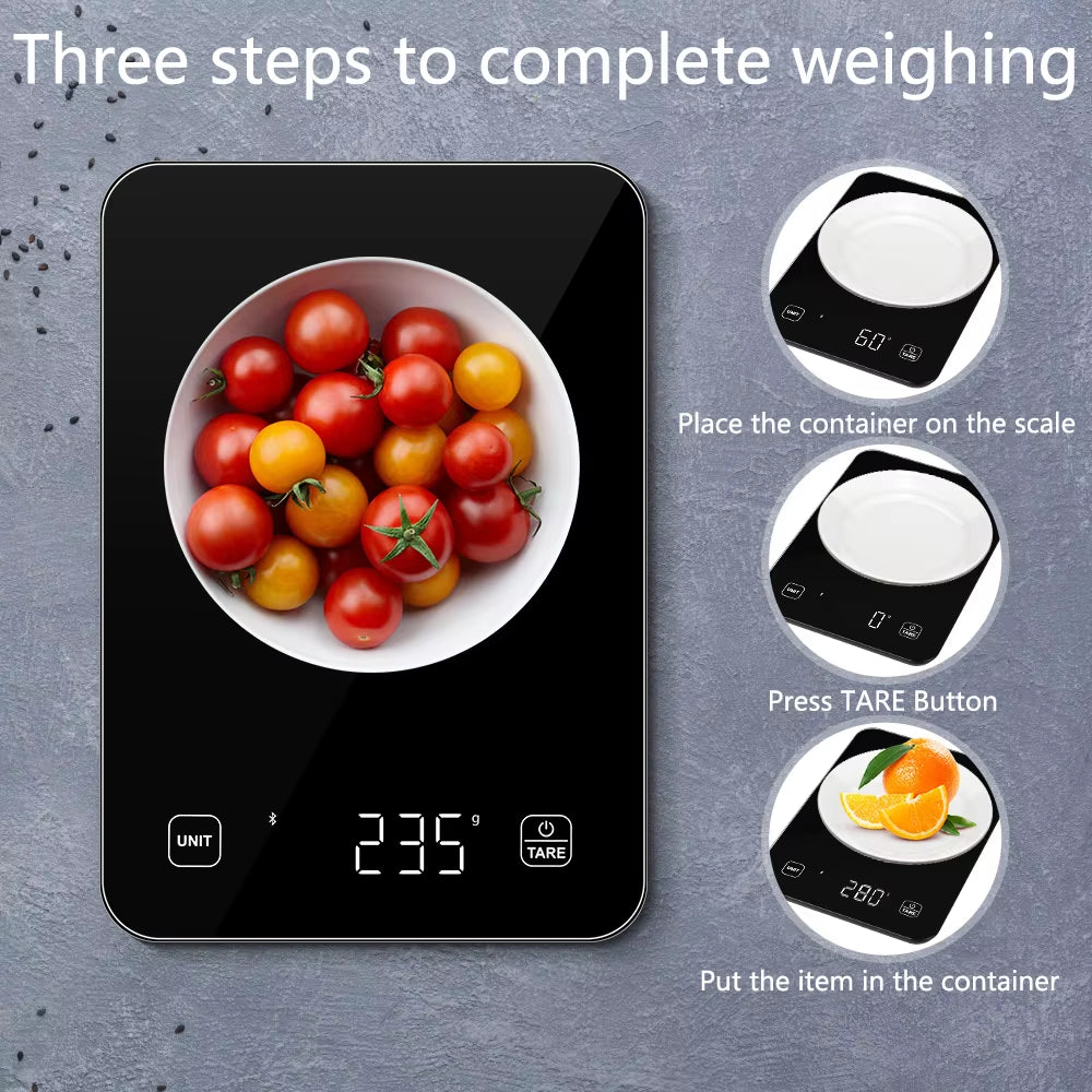 Professional Kitchen Food Scale with Smart App for Nutritional Analysis in Ounces and Grams