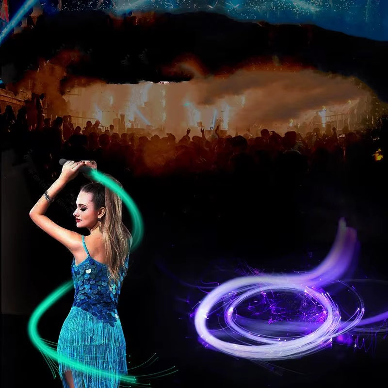 Rechargeable LED Fiber Optic Whip - Illuminated Flow Toy for Dance Parties and Rave Events