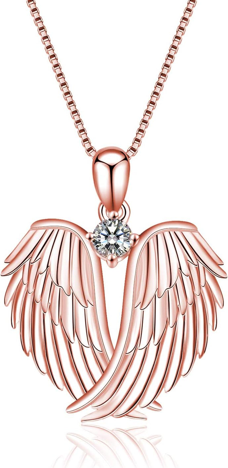 YFN Angel Wings Necklace 925 Sterling Silver Guardian Angel Wings Pendant Necklace Birthstone Necklace for Women Girls Christmas Jewelry Gifts