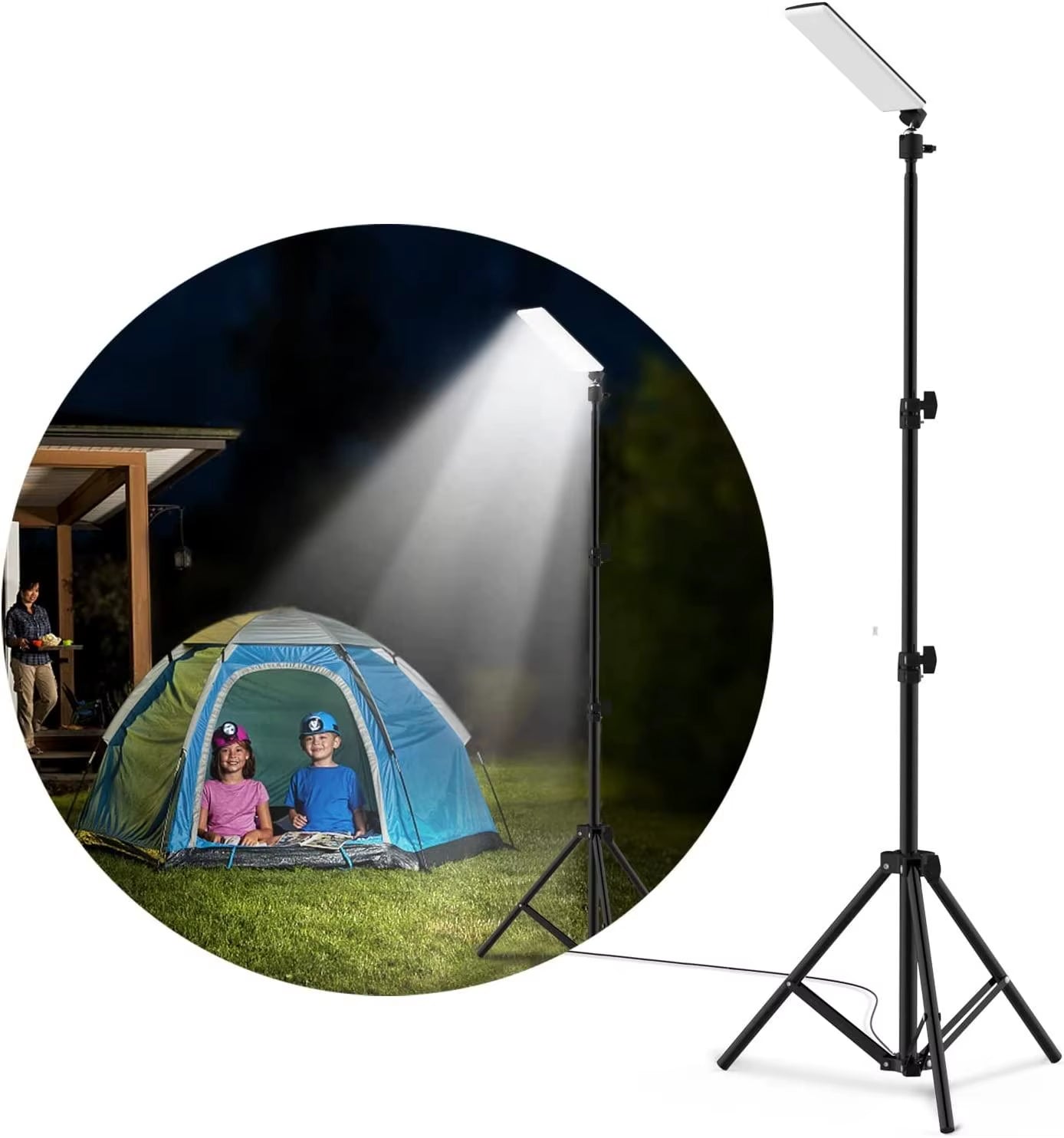 Illuminate Your Adventures: 1680 Lumen Portable LED Work Light with Adjustable Tripod for Camping and Outdoor Fun