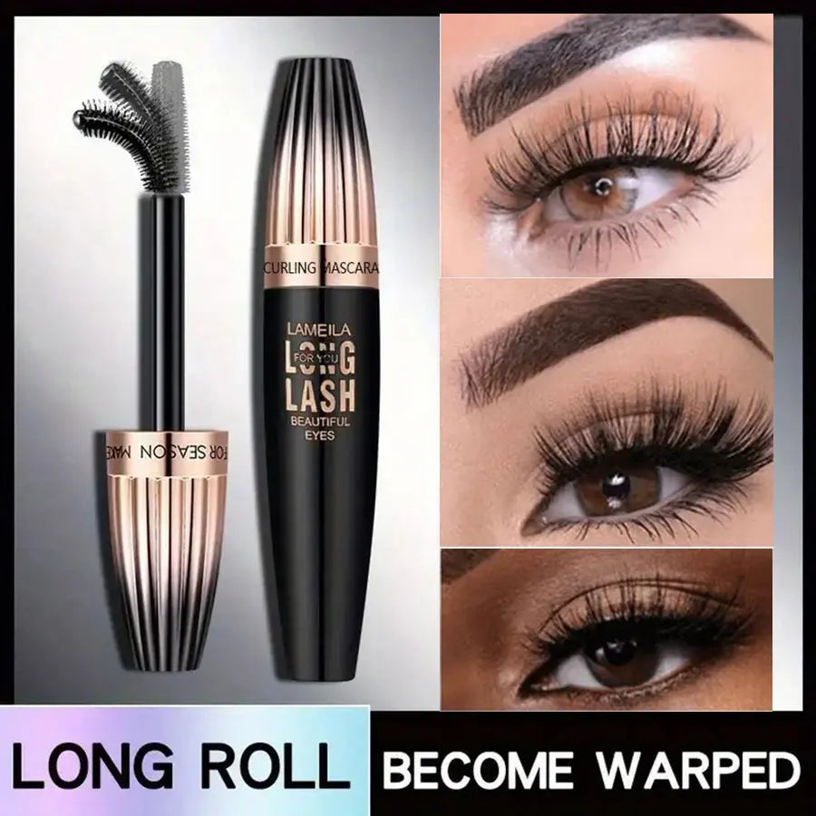 Waterproof 4D Mascara for Thick, Long, and Smudge-Proof Lashes - Long-Lasting Curling Eye Makeup Tool
