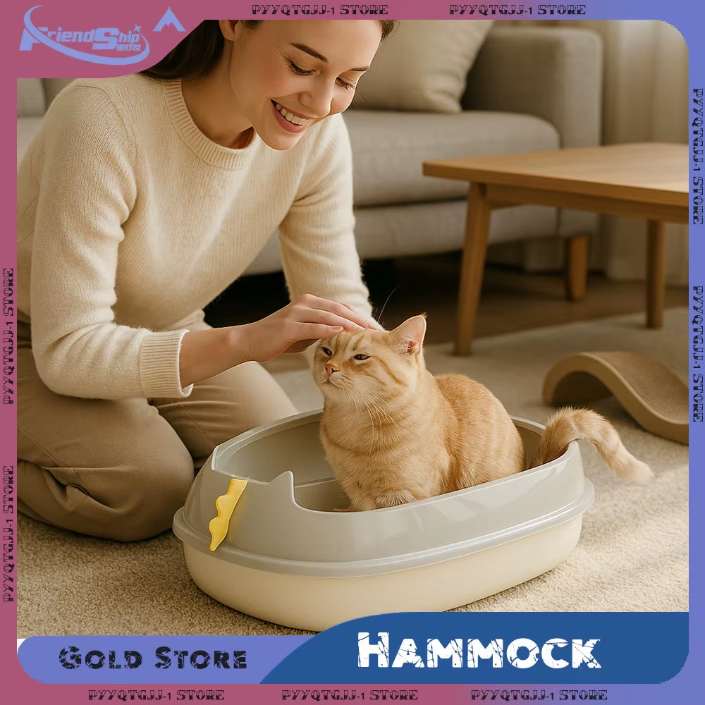 Large Semi-Enclosed Cat Litter Box with Detachable, Washable, and Anti-Splash Design for Enhanced Convenience for Large Cats