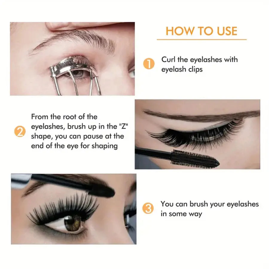 Waterproof 4D Mascara for Thick, Long, and Smudge-Proof Lashes - Long-Lasting Curling Eye Makeup Tool