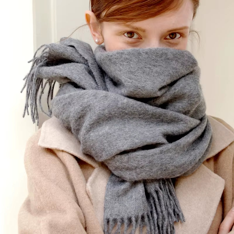 Elevate Your Winter Wardrobe with the Solidlove 100% Wool Scarf - The Ultimate Fashionable Poncho Wrap for Women