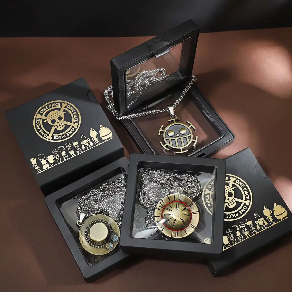 New Anime One Piece Luffy Necklace Men and Women Straw Hat Ace around Metal Pendant Luo Logo Sweater Chain Birthday Gift