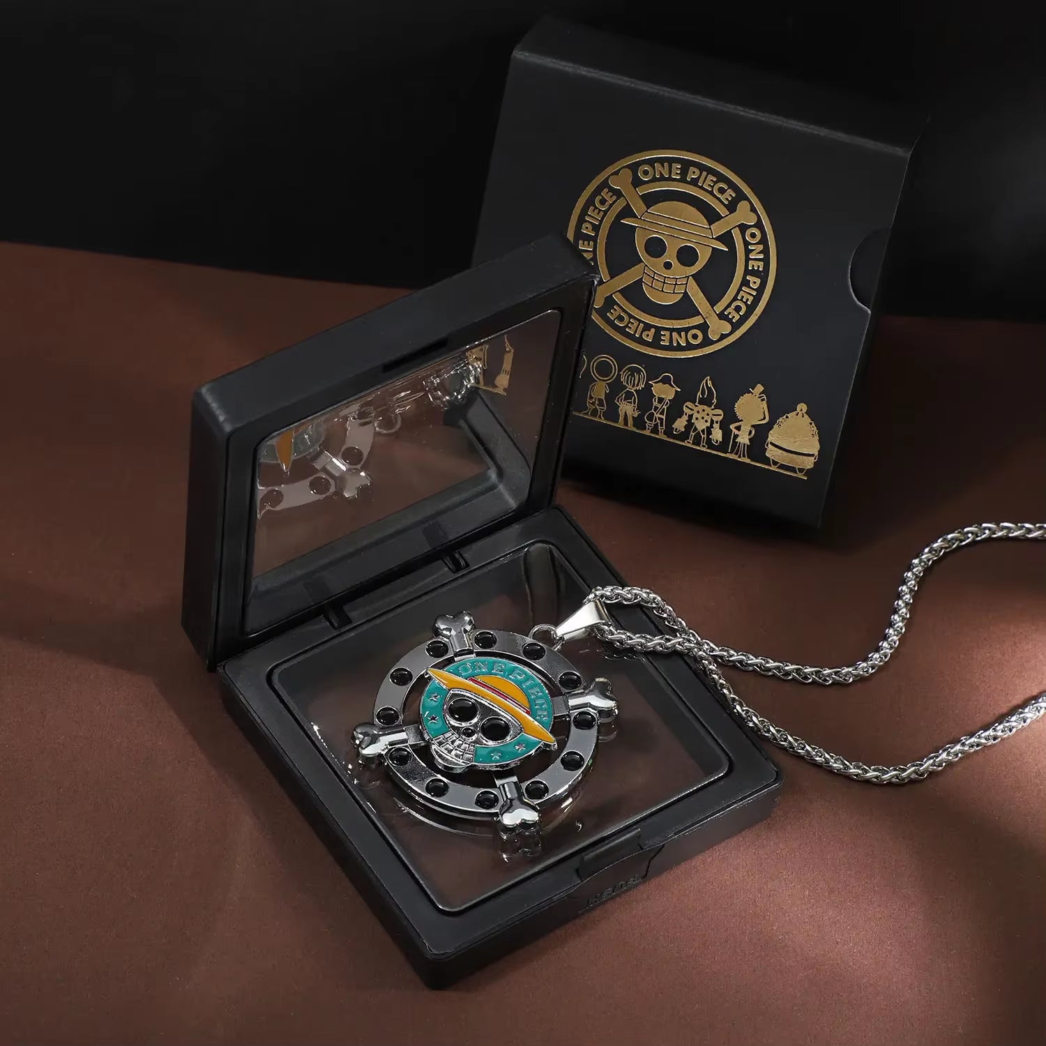 New Anime One Piece Luffy Necklace Men and Women Straw Hat Ace around Metal Pendant Luo Logo Sweater Chain Birthday Gift