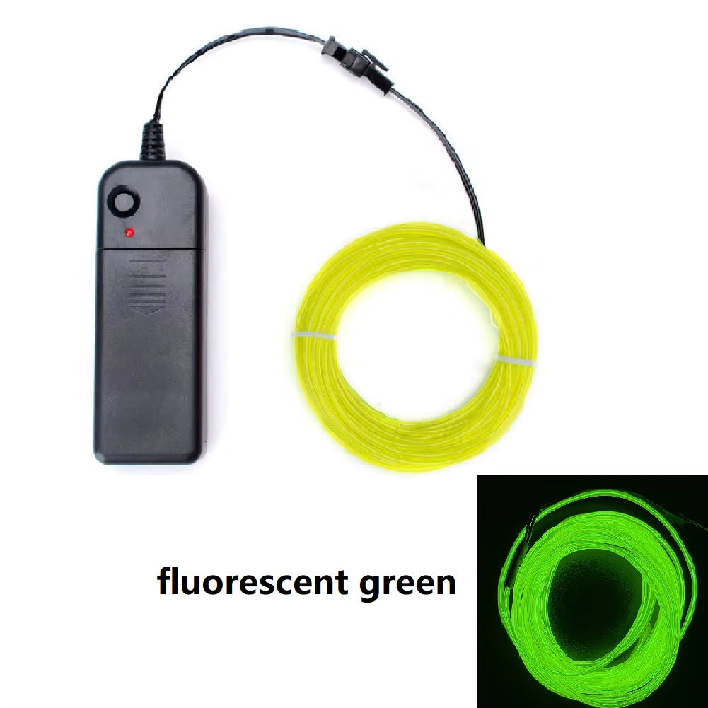 Multicolor EL Wire Neon Cable - 1M, 3M, 5M Lengths for Christmas, Dance Parties, and DIY Costumes with LED Strip and AA Battery Lamp