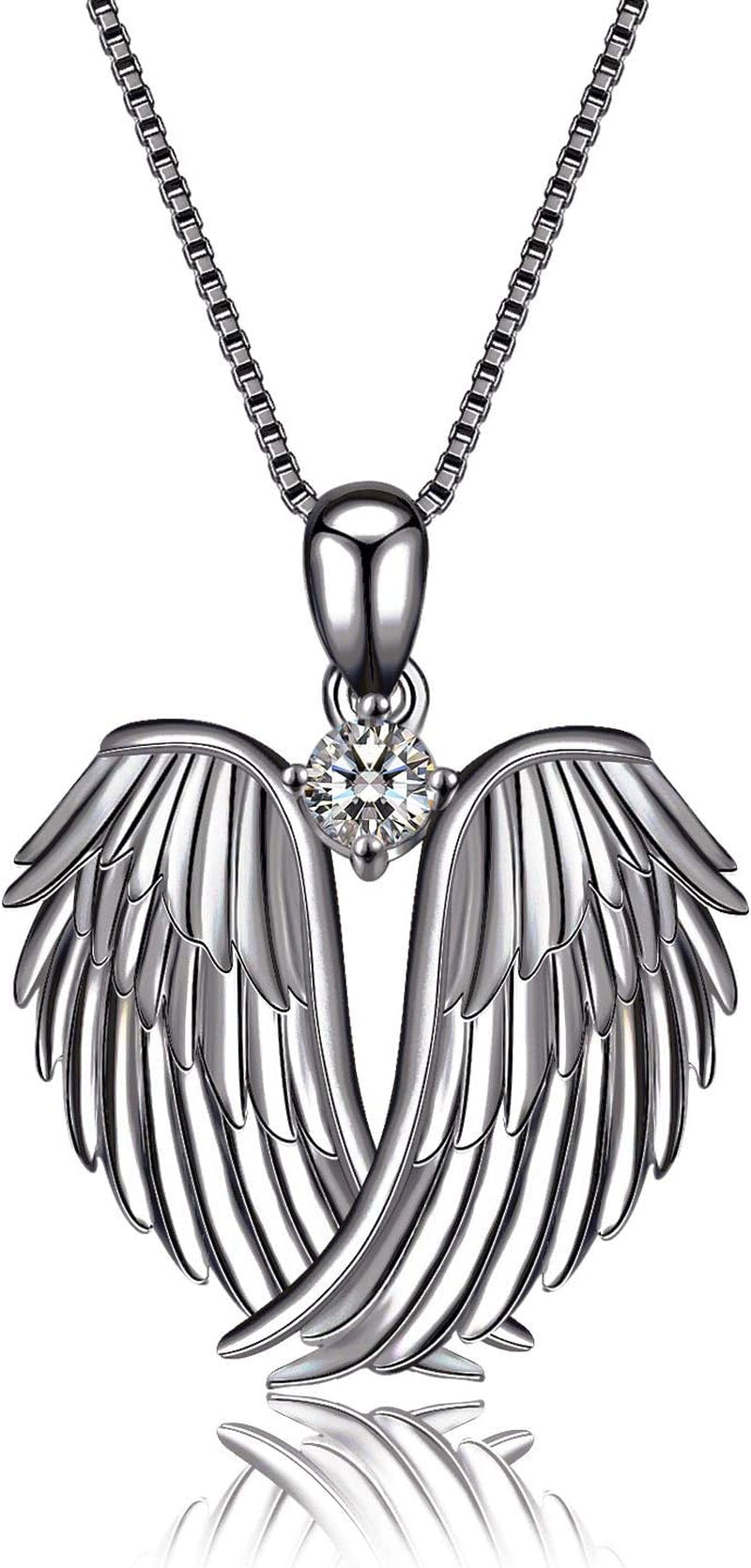 YFN Angel Wings Necklace 925 Sterling Silver Guardian Angel Wings Pendant Necklace Birthstone Necklace for Women Girls Christmas Jewelry Gifts