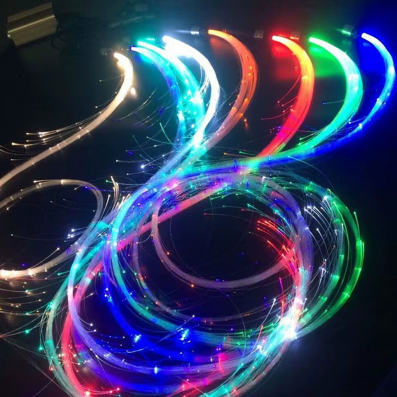 Rechargeable LED Fiber Optic Whip - Illuminated Flow Toy for Dance Parties and Rave Events
