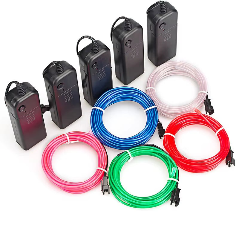 Multicolor EL Wire Neon Cable - 1M, 3M, 5M Lengths for Christmas, Dance Parties, and DIY Costumes with LED Strip and AA Battery Lamp