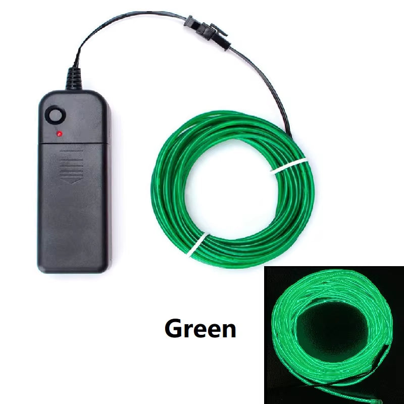 Multicolor EL Wire Neon Cable - 1M, 3M, 5M Lengths for Christmas, Dance Parties, and DIY Costumes with LED Strip and AA Battery Lamp