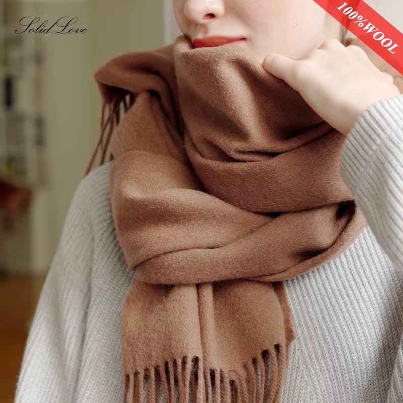 Elevate Your Winter Wardrobe with the Solidlove 100% Wool Scarf - The Ultimate Fashionable Poncho Wrap for Women