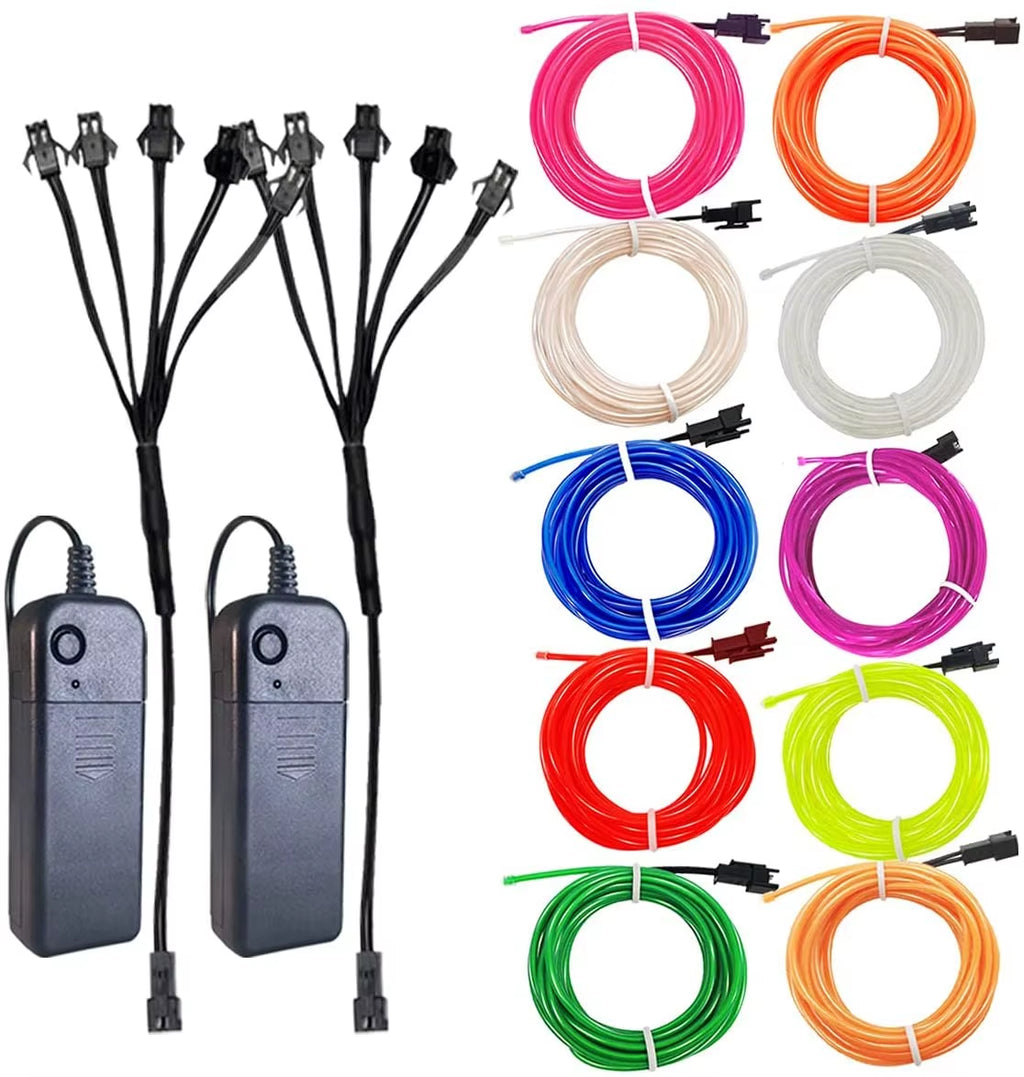 Multicolor EL Wire Neon Cable - 1M, 3M, 5M Lengths for Christmas, Dance Parties, and DIY Costumes with LED Strip and AA Battery Lamp