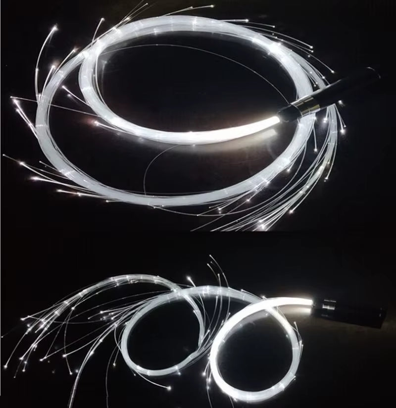 Rechargeable LED Fiber Optic Whip - Illuminated Flow Toy for Dance Parties and Rave Events
