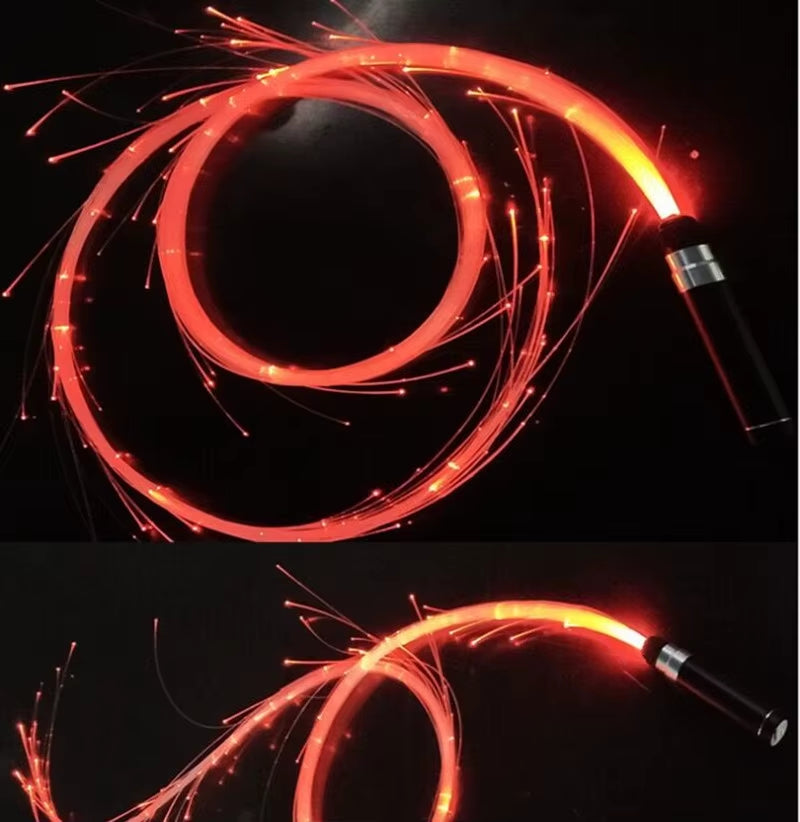 Rechargeable LED Fiber Optic Whip - Illuminated Flow Toy for Dance Parties and Rave Events