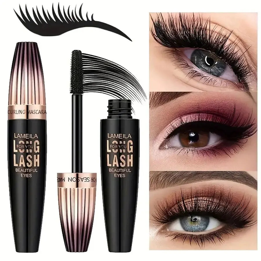 Waterproof 4D Mascara for Thick, Long, and Smudge-Proof Lashes - Long-Lasting Curling Eye Makeup Tool