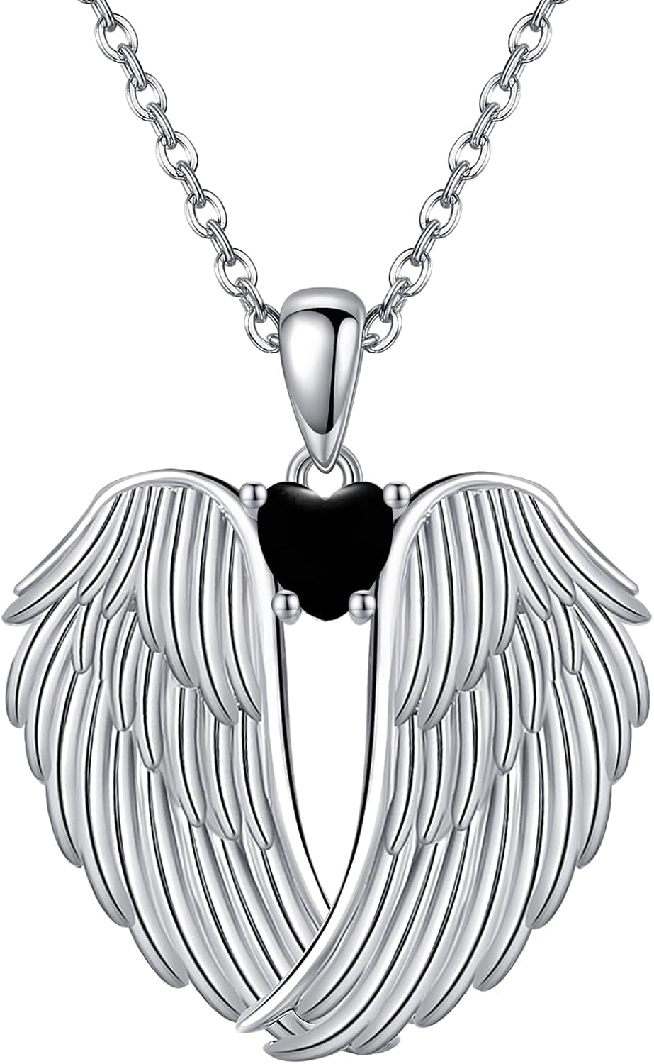 YFN Angel Wings Necklace 925 Sterling Silver Guardian Angel Wings Pendant Necklace Birthstone Necklace for Women Girls Christmas Jewelry Gifts