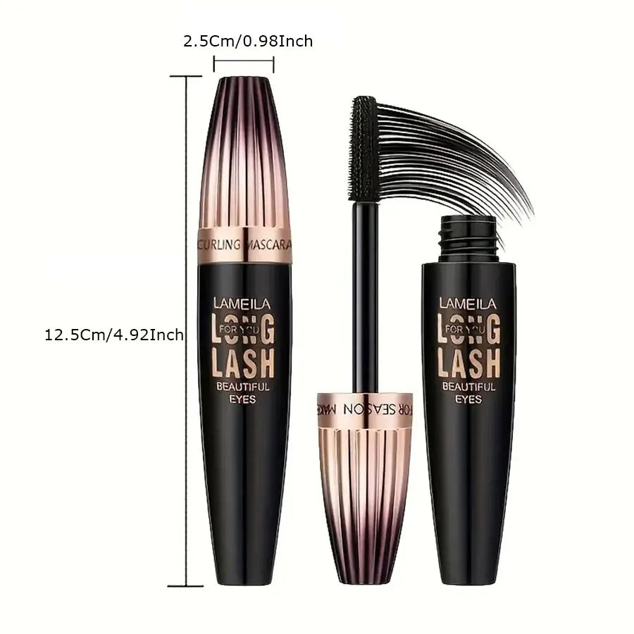 Waterproof 4D Mascara for Thick, Long, and Smudge-Proof Lashes - Long-Lasting Curling Eye Makeup Tool