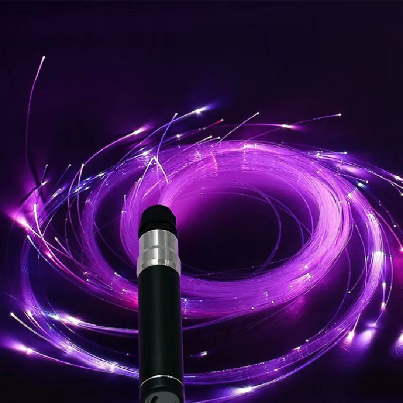 Rechargeable LED Fiber Optic Whip - Illuminated Flow Toy for Dance Parties and Rave Events