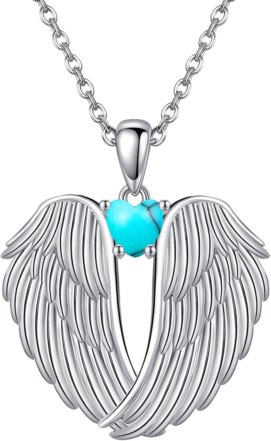 YFN Angel Wings Necklace 925 Sterling Silver Guardian Angel Wings Pendant Necklace Birthstone Necklace for Women Girls Christmas Jewelry Gifts