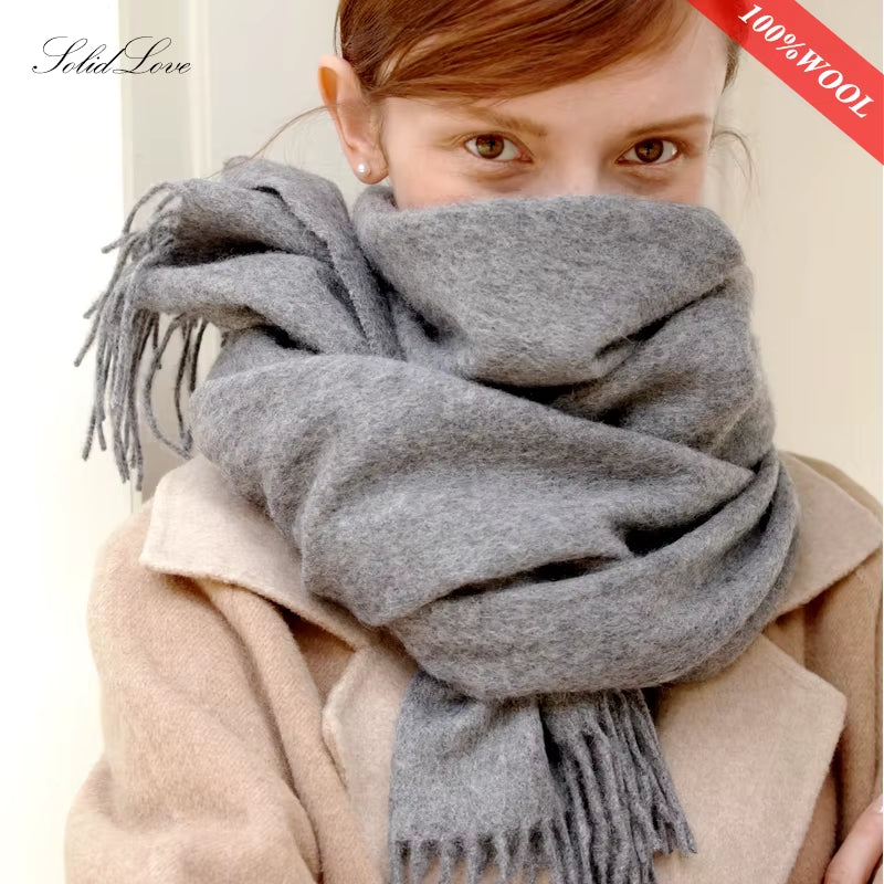 Elevate Your Winter Wardrobe with the Solidlove 100% Wool Scarf - The Ultimate Fashionable Poncho Wrap for Women