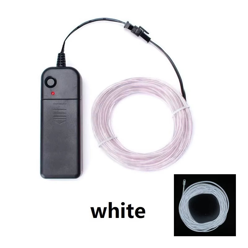 Multicolor EL Wire Neon Cable - 1M, 3M, 5M Lengths for Christmas, Dance Parties, and DIY Costumes with LED Strip and AA Battery Lamp