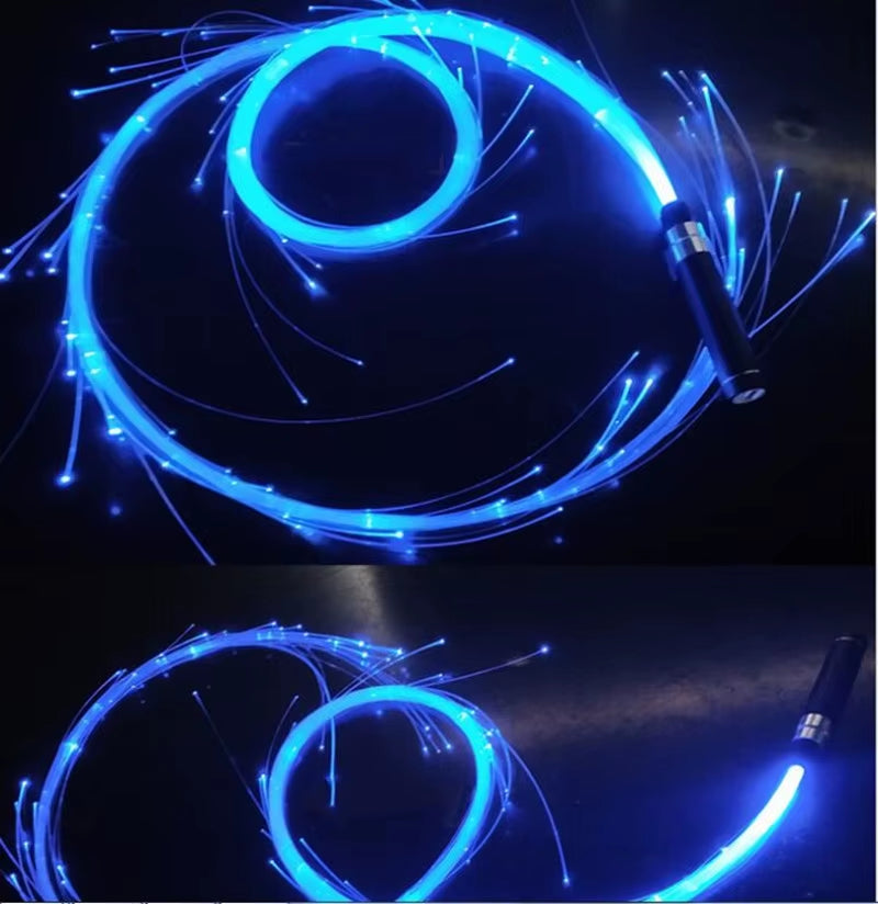 Rechargeable LED Fiber Optic Whip - Illuminated Flow Toy for Dance Parties and Rave Events