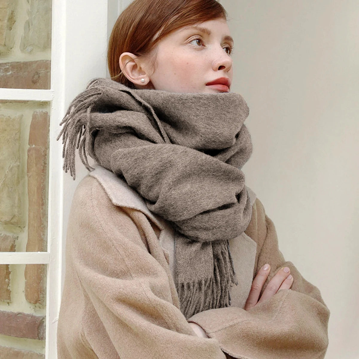 Elevate Your Winter Wardrobe with the Solidlove 100% Wool Scarf - The Ultimate Fashionable Poncho Wrap for Women