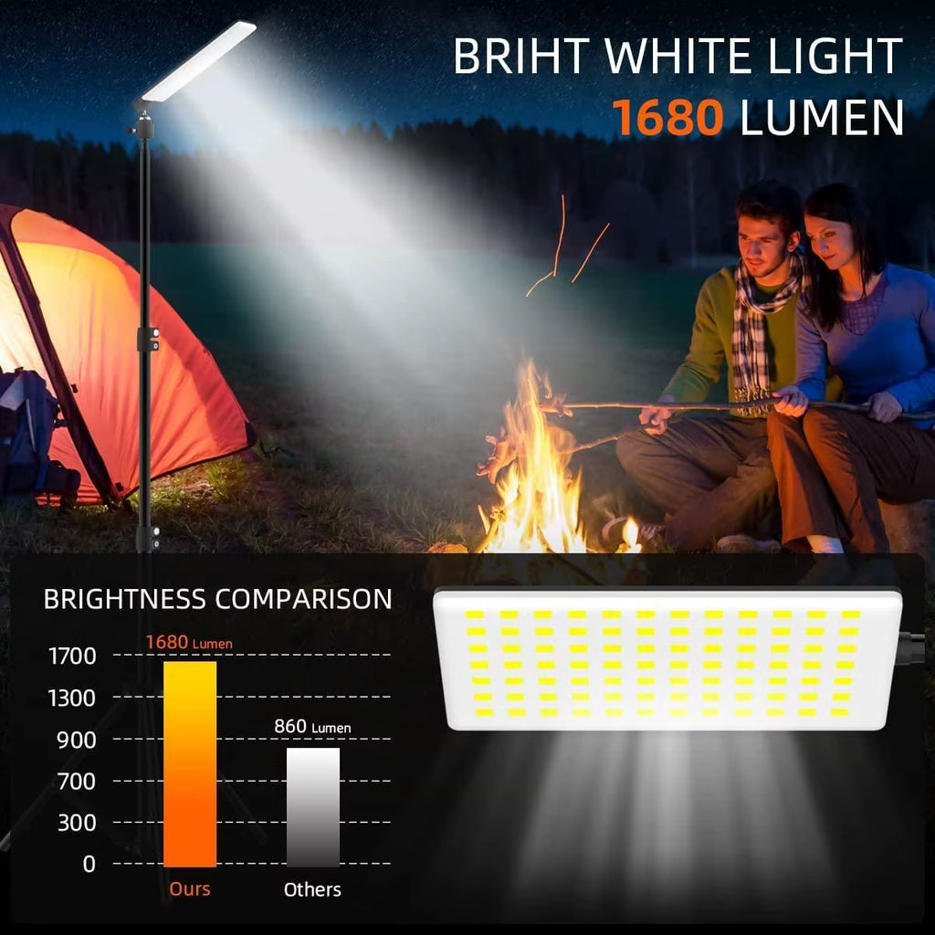 Illuminate Your Adventures: 1680 Lumen Portable LED Work Light with Adjustable Tripod for Camping and Outdoor Fun